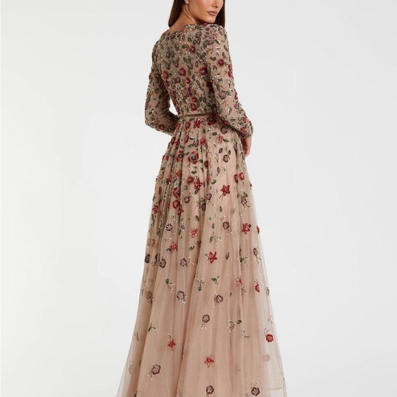 Mac Duggal Floral Embroidered Long Sleeve Dress - Picture 2 of 5